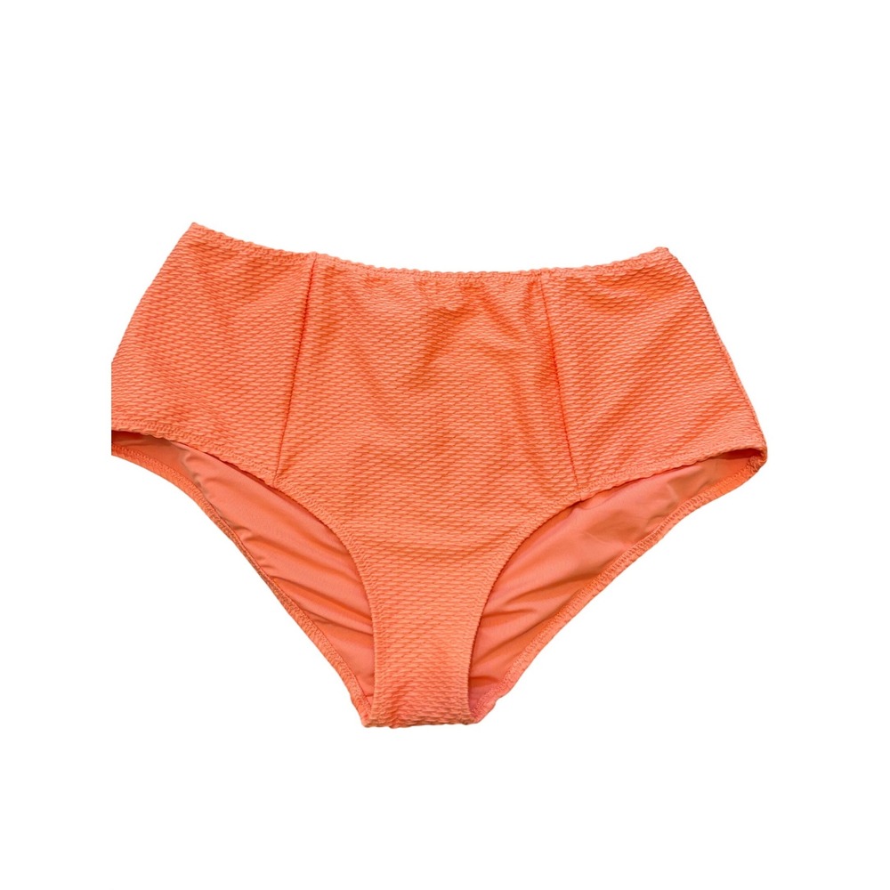 Aerie High Waisted Full Coverage Bikini Bottom Coral Orange Textured Size M